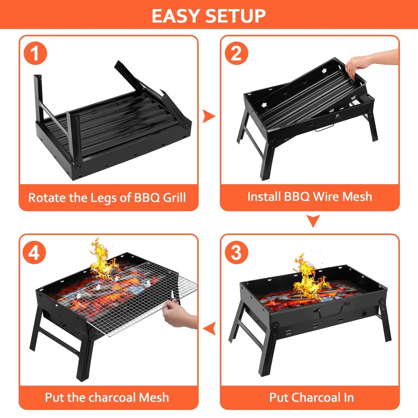 Portable Bbq Grill Foldable Camping Charcoal Grill - BigCamp Store