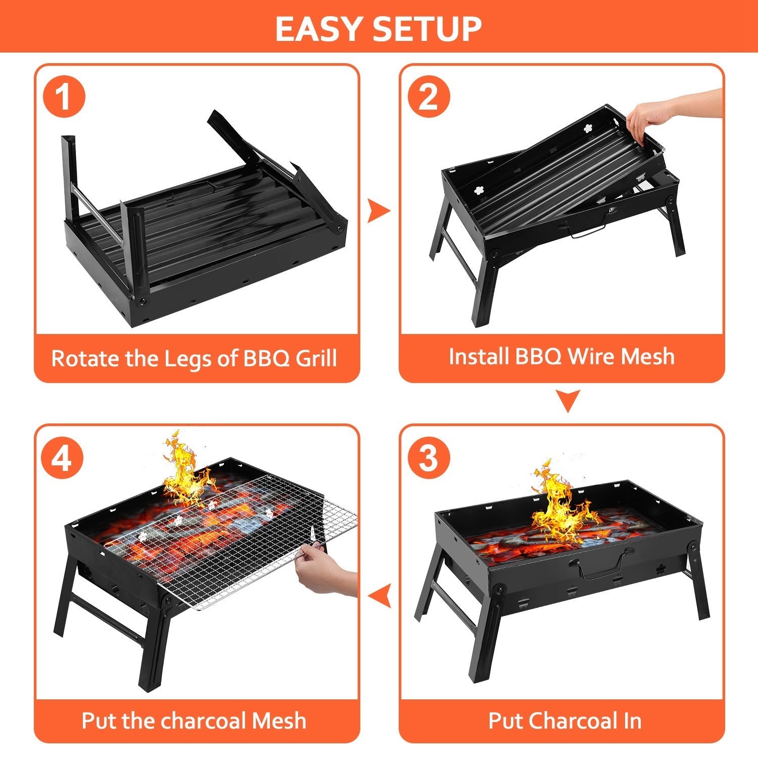 Portable Bbq Grill Foldable Camping Charcoal Grill - BigCamp Store