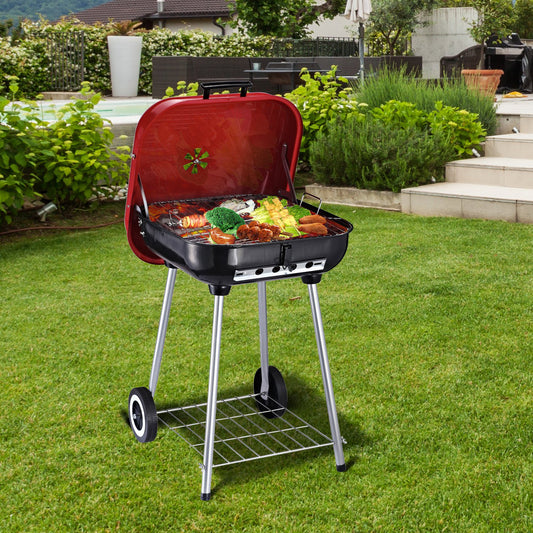 Outsunny 22" Barbecue Grill Charcoal Kettle Portable Outdoor BBQ - BigCamp Store