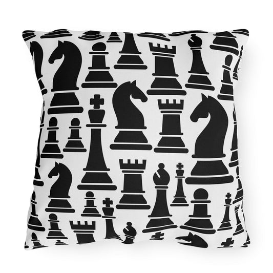 Decorative Indoor/outdoor Pillow - Black and White Chess Pattern - BigCamp Store